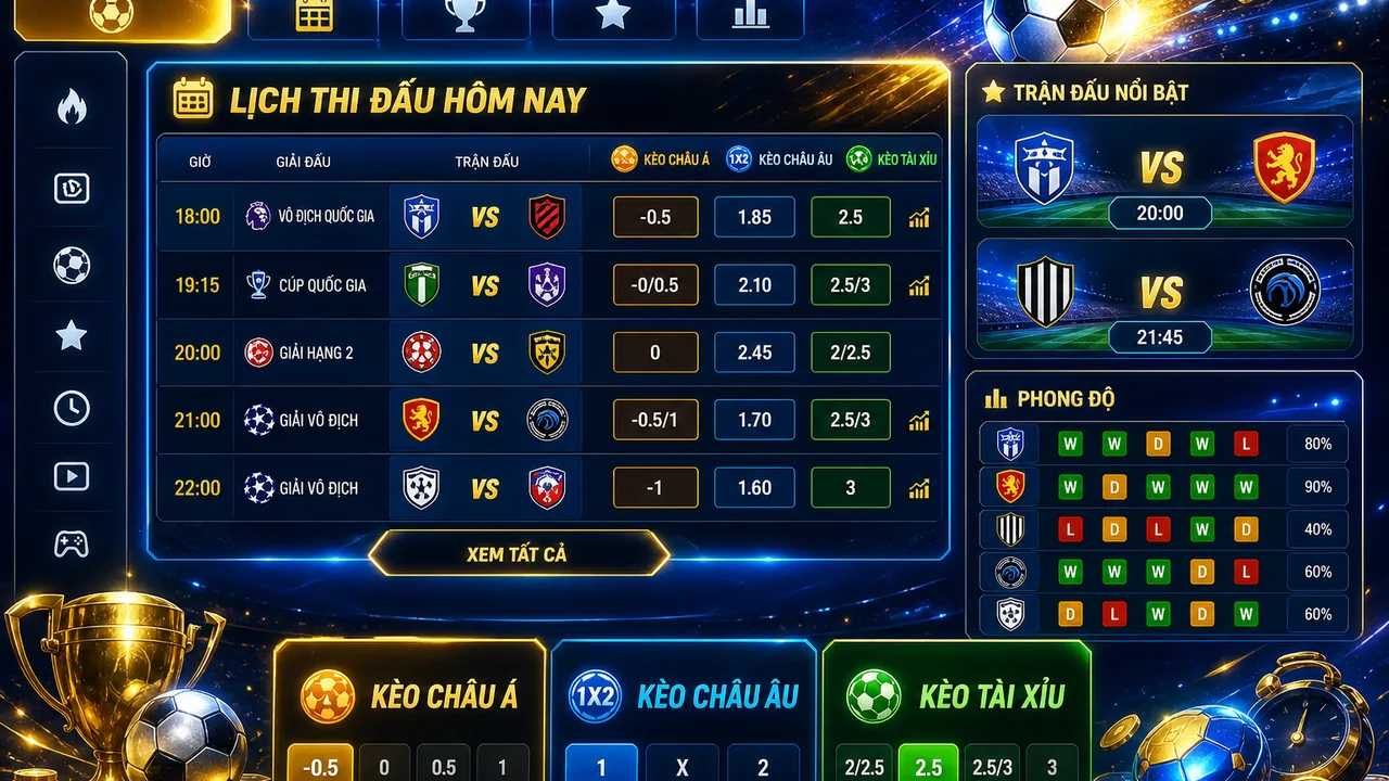 Chọn kèo bóng đá hợp gu: Tìm trận nổi bật và đọc dữ liệu 12bet hôm nay